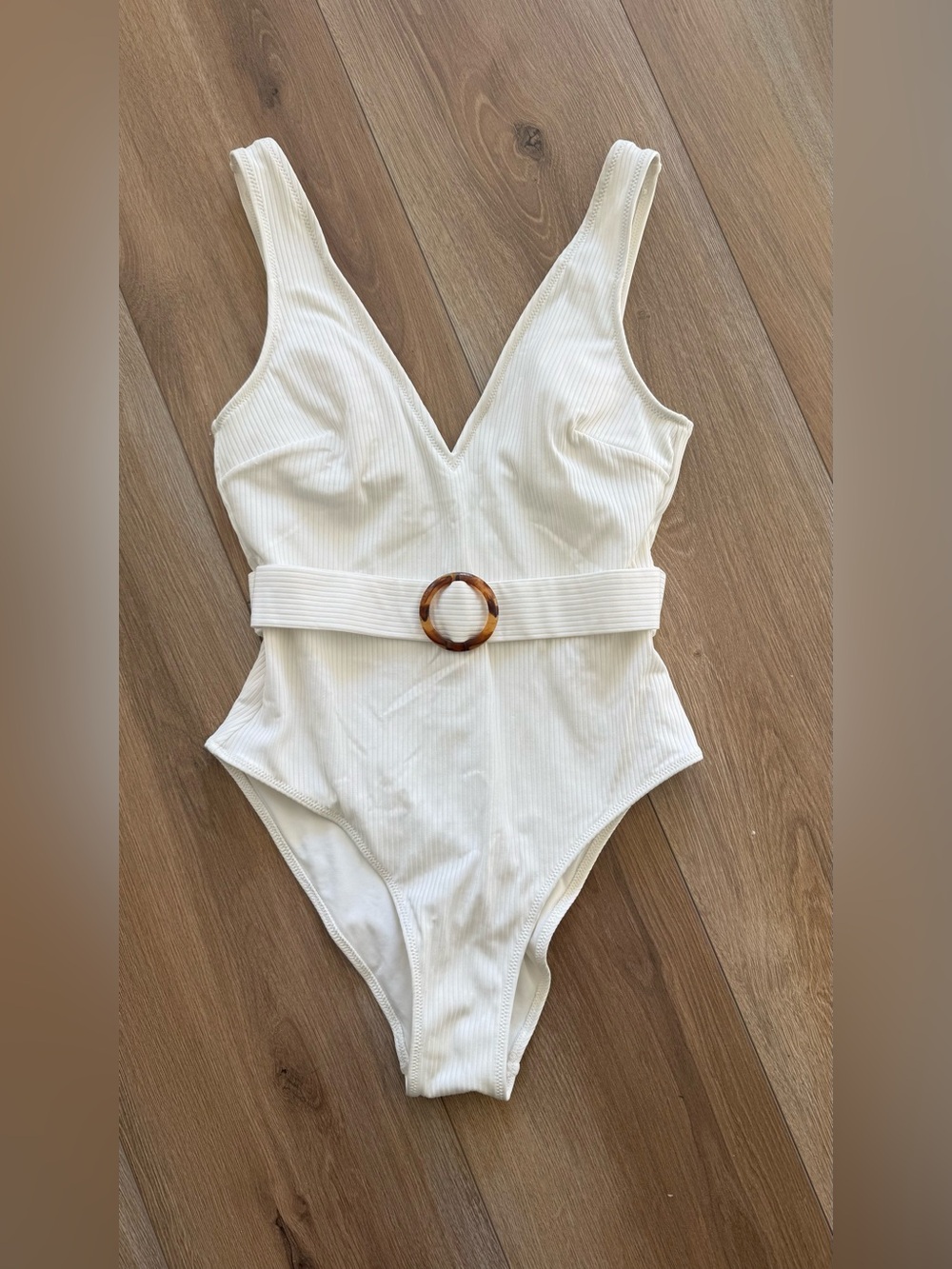 H&M white one piece swimsuit with belt